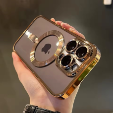 Протиударний прозорий чохол MagSafe на iPhone 15PROMAX, колір золотистий